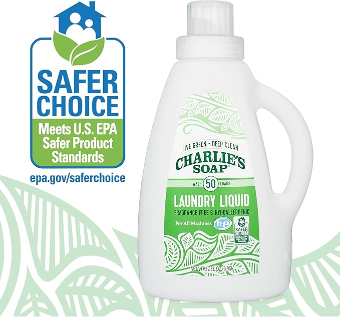 Charlie's Soap - Fragrance Free Laundry Liquid - 50 Loads (One 50-Load Bottle, 50 Total Loads)