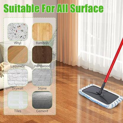 Reusable Cotton & Microfiber Mop Pads Compatible with O Cedar Mop, Mop Head Replacement Pads for Dry & Wet Use, Washable Flat Dust Mop Refills for Hardwood Floor Cleaning, 4 Pack