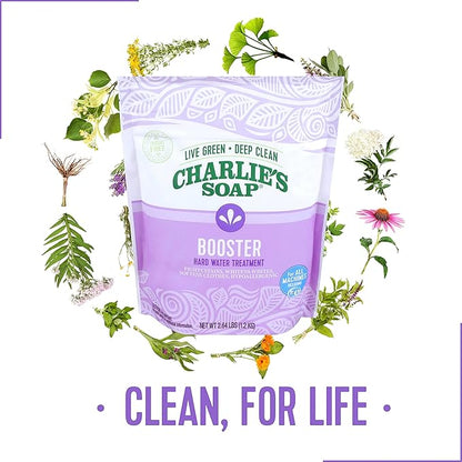 Charlie's Soap Booster & Hard Water Treatment (2.64 Lbs, 2 Pack) Natural Powdered Water Softener and Laundry Booster – Safe and Effective
