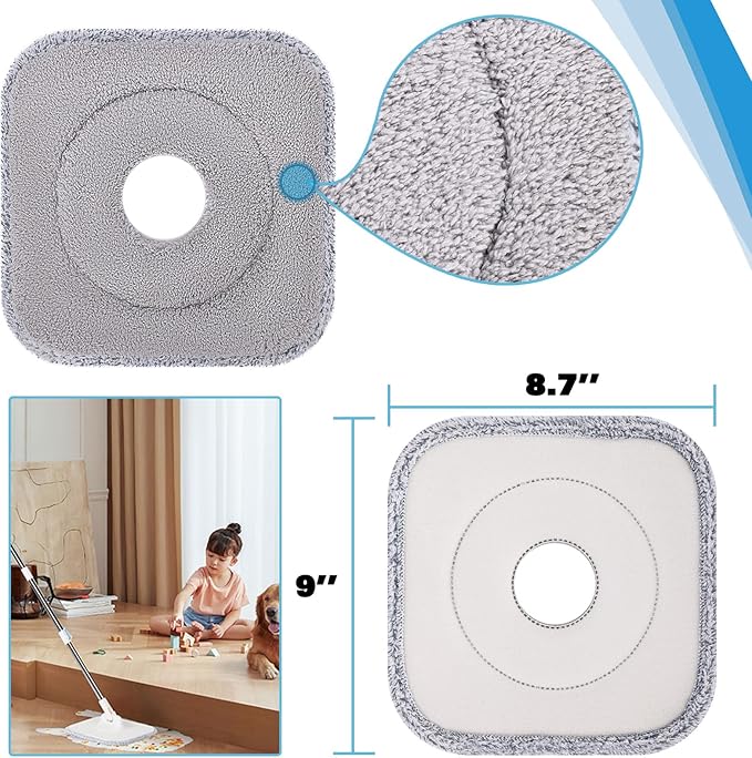 Mop Head Replacements for Floor Cleaning Washable and Reusable Dry Sweeping Cloths Coral Fleece Square Mop Pads Refills