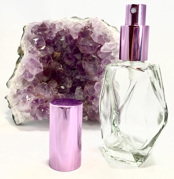Clear Glass 30 ml. Diamond Spray Perfume Bottle. Fine Mist Perfume Cologne Atomizer for Essential Oil Aromatherapy Perfume Cologne Refillable (1 oz. 12 Bottles, Purple)