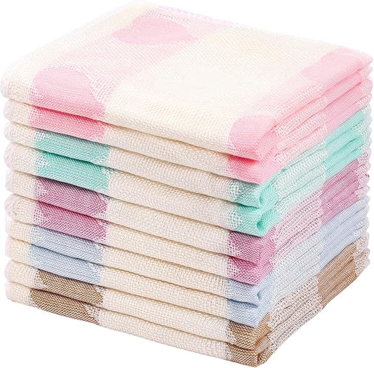 Bamboo Dish Cloths Towels Kitchen Cloths for Cleaning Dishcloths for Kitchen Washable Absorbent Machine Washable 12" x 12" 10PCS (30x30 cm, Solid Color) (Heart)
