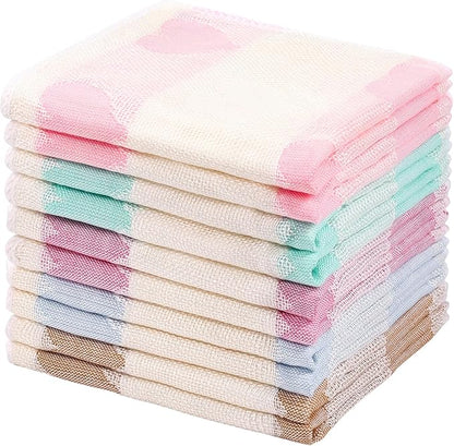 Bamboo Dish Cloths Towels Kitchen Cloths for Cleaning Dishcloths for Kitchen Washable Absorbent Machine Washable 12" x 12" 10PCS (30x30 cm, Solid Color) (Heart)