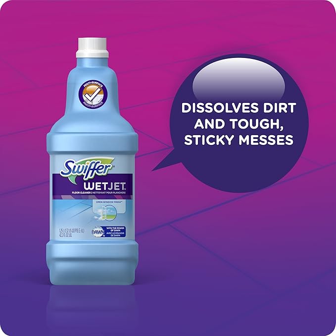 Swiffer FBA_23679CT WetJet Multi Purpose Solution 42.31.25 ozliter, Multicolor, Open Window Fresh Scent, 42.2 Fl Oz