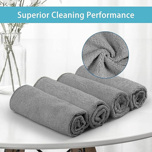 HOMEXCEL Grey Microfiber Cleaning Cloth, 8 Pack Cleaning Towels for Kitchen, Lint Free, Scratch-Free, Highly Absorbent, and Reusable Cleaning Rags for House, Window and Glass, Cars, 11.5 X11.5 inch