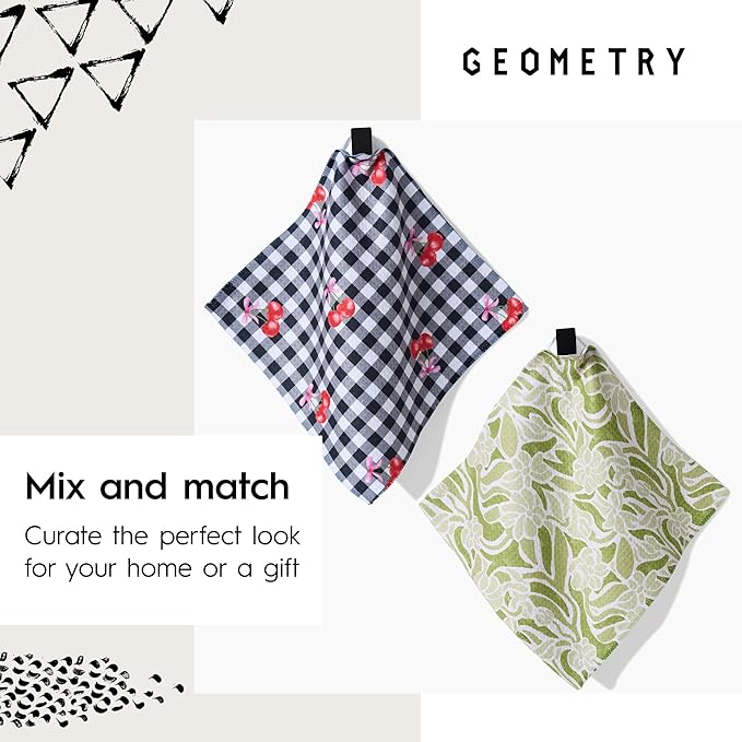 GEOMETRY Kitchen Dish Cloths - Spring & Summer Collection - Premium Dishcloths with Geoweave - Absorbent & Fast Drying Kitchen Towels - Sweet Spring, 10" x 10" - 3-Pack