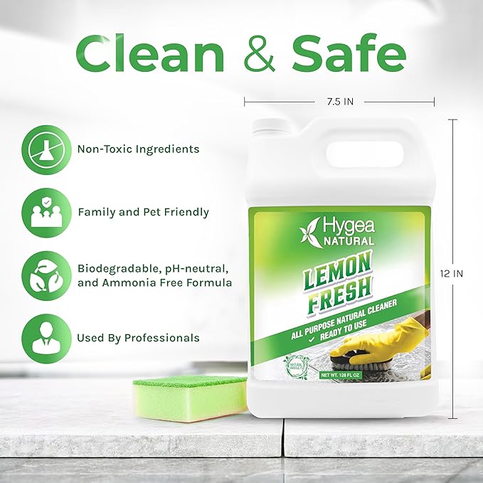 Lemon Fresh All Purpose Cleaner - Multi-Surface & Floor Cleaner - Removes Soil, Dirt & Grease - Wet Gloss Finish - pH-Neutral & Ammonia Free (128oz Gallon)