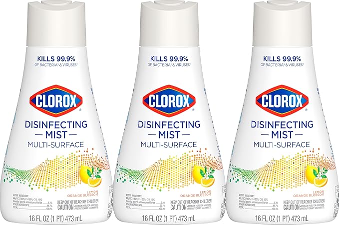 Clorox Disinfecting Mist, Lemon Orange Blossom, Disinfecting Refill, 16 Fluid Ounces, Pack of 3