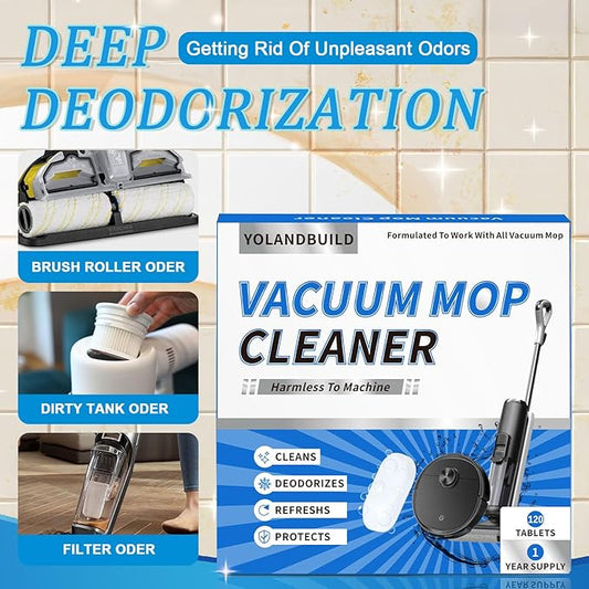 Vacuum Mop Cleaning Tablets (120 Count) - Fast Dissolve, Odor Eliminating & Pet-Safe | Compatible with Tineco Floor One, Roborock, Shark | Save 40% vs Cleaning Solution, Zero Residue