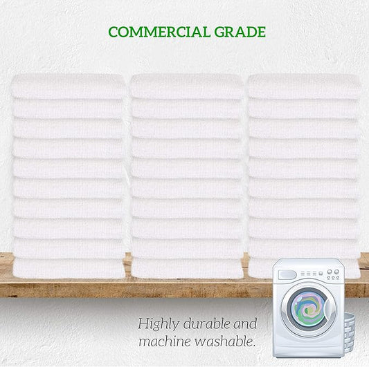 GREEN LIFESTYLE 60-Pack Cotton Wash Cloths – 14"x17" Absorbent Cleaning Rags for Housekeeping, Kitchen Towels, Bar Mop Towels, Durable Terry Cloth Rags, Premium Quality Multipurpose Washcloths