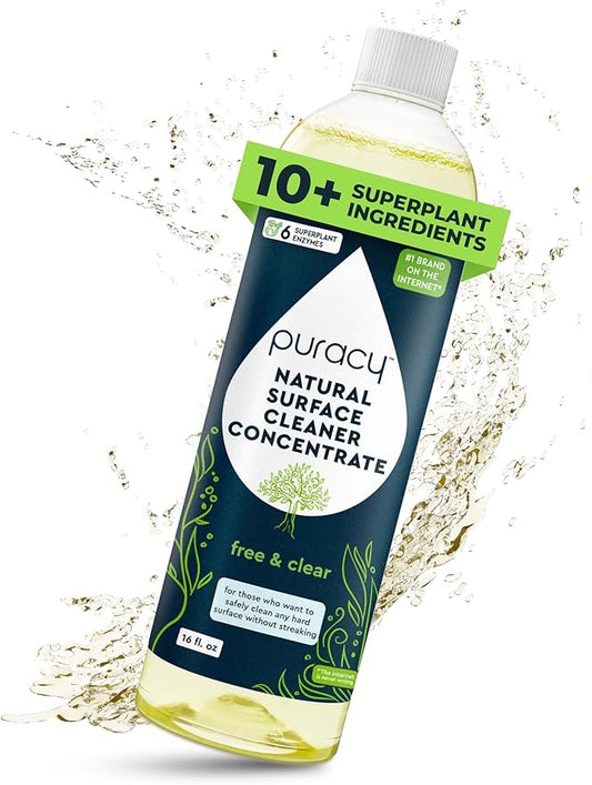 Puracy Multi-Surface Cleaner Concentrate - TikTok Trend Items, Natural All Purpose Cleaning Solution, Plant-Powered Cleaner Must Haves from TikTok Made Me Buy It (Free & Clear, 16 fl oz)