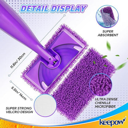 Reusable Mop Pads Refills Compatible with Swiffer Wet Jet Spray Mop, Wet Pads Refill WetJet Pads Refills for Swiffer Mop, Microfiber Mop Pad Replacements Wet Dry Mop Heads for Floor Cleaning, 2 Pack