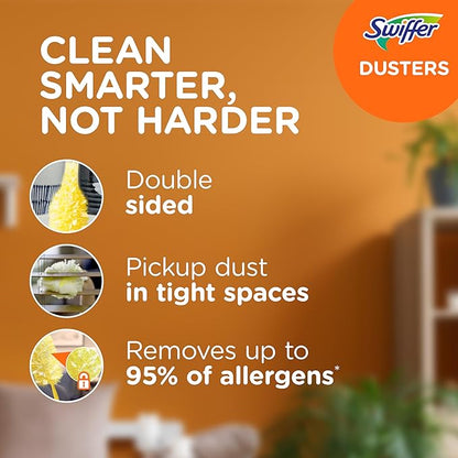 Swiffer Duster Heavy Duty Dusting Kit, Cleaning Supplies, 3 ft Extended Handle, 1 Duster, 12 Refills