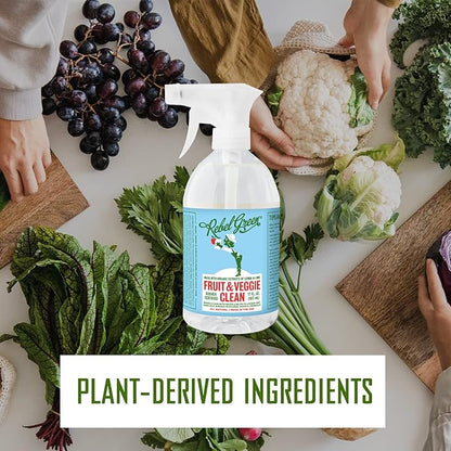 Rebel Green Fruit & Veggie Wash - Natural Produce Wash - Plant-Based Vegetable Wash - Fruit and Vegetable Wash with No Aftertaste - Sustainable Food Wash - (17oz Spray, 6 Pack)