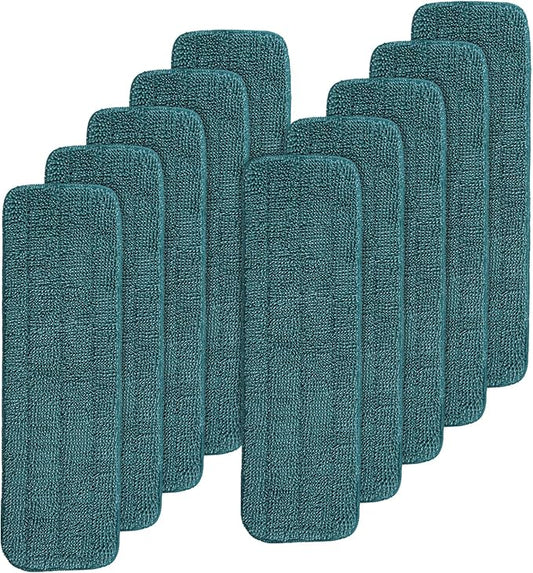 Replacement Mop Pads Fit for Rubbermaid Commercial 18" and 17" Mop - 10 Pack Wet & Dry Commercial Cleaning Reusable Refills Fit for Any Microfiber Flat System 18" and 17" - Green