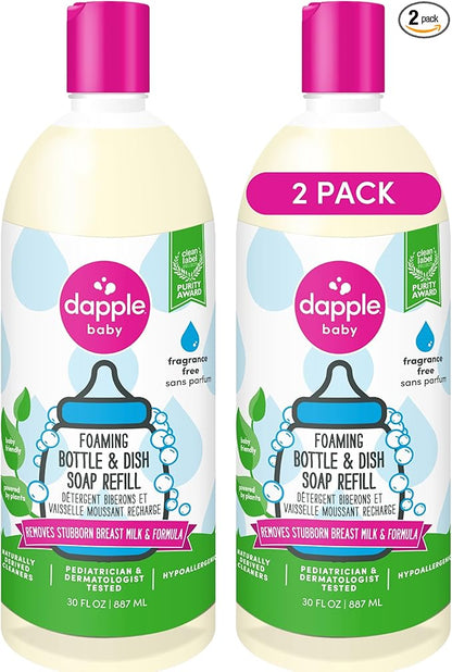 Dapple Baby Foaming Dish Soap, Refill, Unscented, 2x30oz