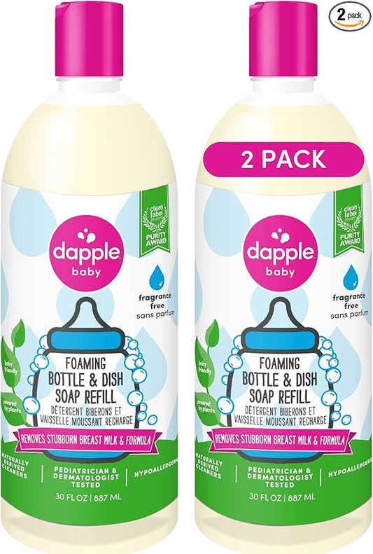 Dapple Baby Foaming Dish Soap, Refill, Unscented, 2x30oz