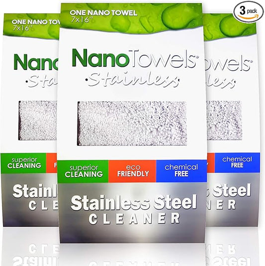 Stainless Steel Cleaner 3-PACK | The Amazing Chemical Free Stainless Steel Cleaning Reusable Wipe Cloth | Kid & Pet Safe | 7x16 (3 pcs)