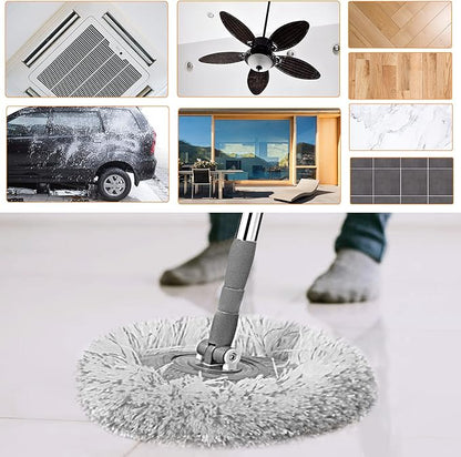 Dust Mop, Wall Cleaner Mop, with Hight Adjustable Handle and 1 Washable Mops Pad, Wet & Dry Floor Cleaning Mop for Hardwood, Tiles, Laminate, Vinyl (Grey mop with 3 pads)