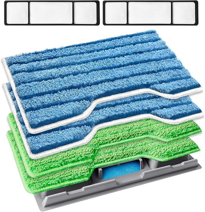 KEEPOW Reusable Replacement Pads Compatible with Shark Vac Mop VM252 VM200 VC205 VM250 /QM250 VM190 VM200P12, Washable Vacuum Mop Pad Refills, Upgraded Design of Dirt Chamber (1+2+2+2 Pads)