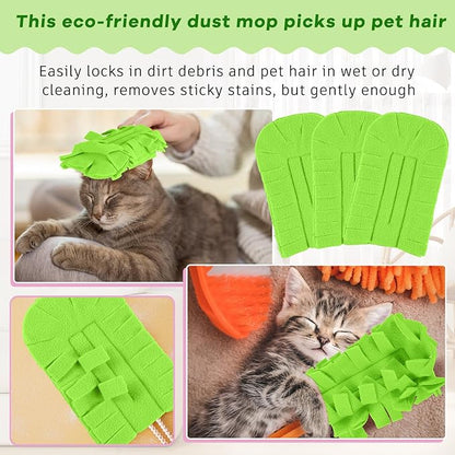 Zubebe 6 Pcs Heavy Duty Duster Refill Reusable Fleece Duster Refills Multi Surface Washable Cleaning Pads for Home, Blinds, Fans, Corners, Furniture (Olive Green)