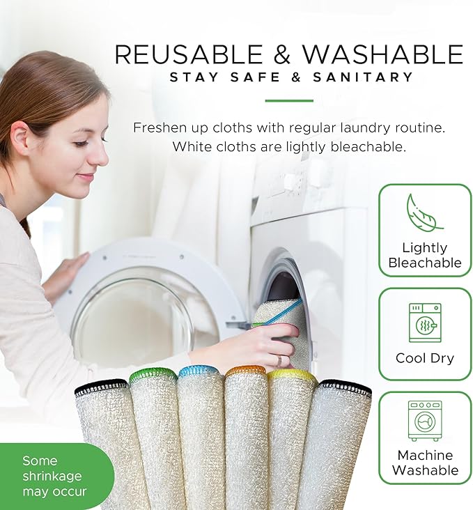 Whiffkitch Dishcloths & Towels for Kitchen – Drying, Absorbent, Washcloths, Durable, Non-Scratch, Multi-Surface Cleaning, 9x9 Inches Multi Color, 6 Pack