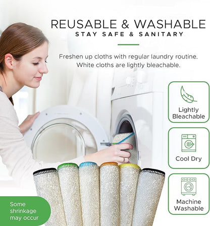 Whiffkitch Dishcloths & Towels for Kitchen – Drying, Absorbent, Washcloths, Durable, Non-Scratch, Multi-Surface Cleaning, 9x9 Inches Multi Color, 6 Pack