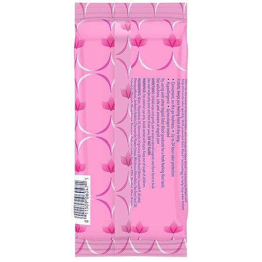 Vagisil Odor Block Daily Freshening Wipes for Feminine Hygiene in Resealable Pouch, Gynecologist Tested & Hypoallergenic, 20 Wipes (Pack of 1)