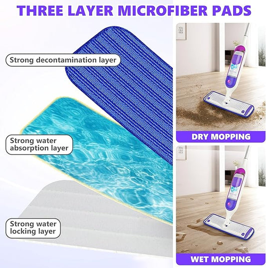 Reusable Mop Pads Compatible with Swiffer PowerMop, Microfiber Mop Pads Refills Mop Heads Replacement for Swiffer Mop Spray Mop Floor Mop, Washable Reusable Floor Mopping Refills, 5 Pack