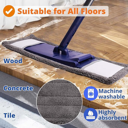 Collapsible Mop and Bucket Set, Bafezoze Microfiber Dust Mop, Floor Scrubber, Grout Brush with Long Handle for Bathroom RV Tile Cleaning