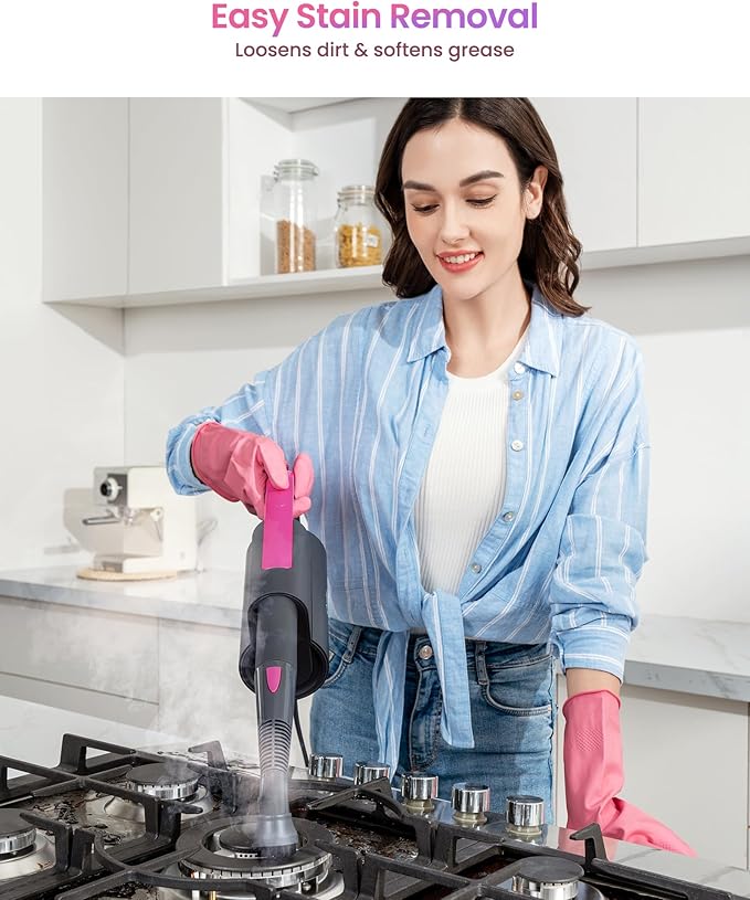 Schenley 7-in-1 Steam Mop Dual-Rod Design with Detachable Handheld Steamer for Walls, Grouts, Hard Floors, Tiles, includes Multi-purpose Accessories and Washable Microfiber Pads