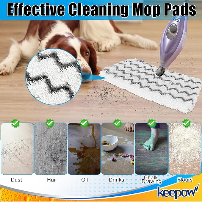 KEEPOW Steam Mop Pads Replacement Compatible with Shark S3500 Series S3501 S3601 S3550 S3901 SE450 S3801CO S3601D S2901 Steamer Pocket Mop Washable Microfiber for Floors Cleaner, 2+2 Pack