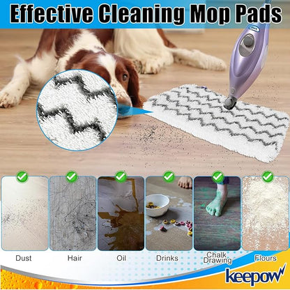 KEEPOW Steam Mop Pads Replacement Compatible with Shark S3500 Series S3501 S3601 S3550 S3901 SE450 S3801CO S3601D S2901 Steamer Pocket Mop Washable Microfiber for Floors Cleaner, 2+2 Pack