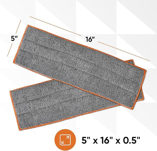 Superio Microfiber Mop Pads Refill, Replacement Head with Velcro, 16 Inch for Flat, Spray Mop Set - 3 Pack - Grey