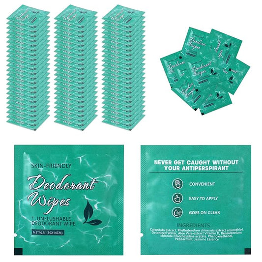 200Pcs Travel Deodorant Wipes, Travel Size Mini Deodorant Wipes Bulk for Homeless, Individually Wrapped Body Cleaning Supplies for Women Wet Armpit for Body Cleaning Jasmine