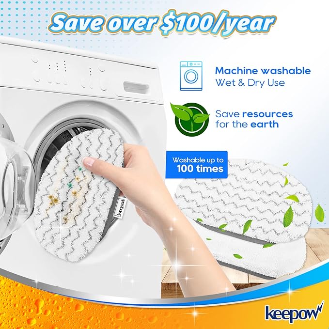 KEEPOW Steam Mop Replacement Pads 2 Pack Compatible with Bissell Powerfresh Steam Mop 1940 1806 1544 2075 2685A 2181 2814 Series 19402 19404 19408 19409 1940A 1940F 1940Q 1940T 1940W B0006 B0017 2075A