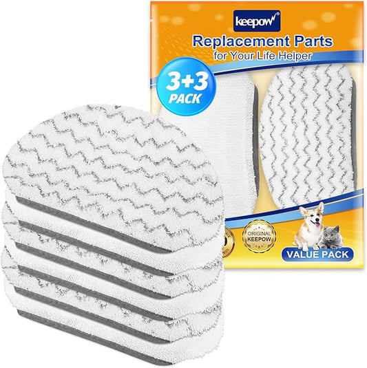 KEEPOW Steam Mop Pads 6 Pack for Bissell Powerfresh 1940 1544 1440 Series Floor Steamer Hard Floor Cleaner Microfiber Rags Replacement Parts for Bissell Model 1544A 2075A 1806 5938 1940W 19404 1940A