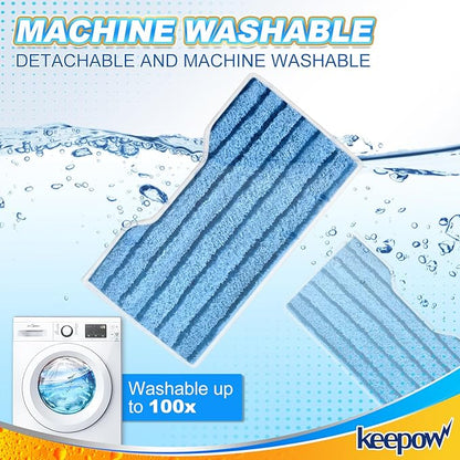KEEPOW Reusable Mop Pads Refills, Replacement Pads Compatible with Shark Vac Mop VM252 VM200 VC205 VM250 /QM250 VM190 VM200P12, Hardwood Floor Mop Pad, Blue 1+2+3 Pads