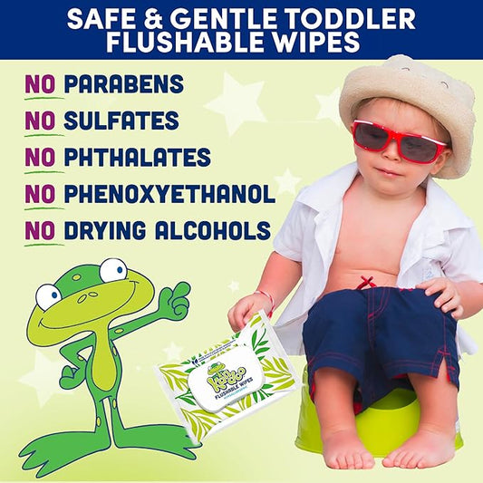 Flushable Wipes for Baby and Kids by Kandoo, Sensitive and Unscented Formula, Hypoallergenic Potty Training Wet Cleansing Cloths, 50 Count, Pack of 12
