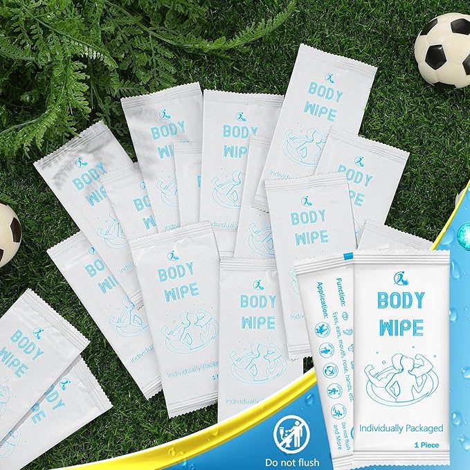 Timgle 200 Pcs Body Wipes Individually Wrapped Bath for Adults Face Hand Deodorant Body Wipes Pearl Pattern Wet Shower with Aloe Bathing Disposable Cleansing for Travel Gym Travel