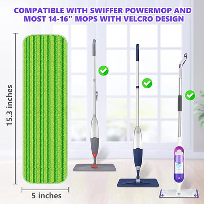 Reusable Mop Pads Compatible with Swiffer PowerMop, Microfiber Mop Pads Refills Mop Heads Replacement for Swiffer Mop Spray Mop Floor Mop, Washable Reusable Floor Mopping Refills, 5 Pack