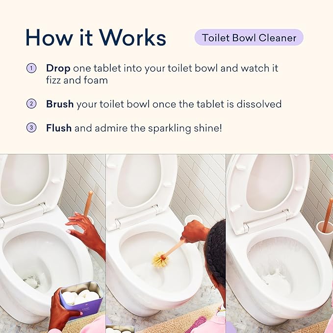 BLUELAND Toilet Bowl Cleaner Tablets, 28 Count, Lemon Cedar, Plastic-Free, No Harsh Chemicals, Plant-Based