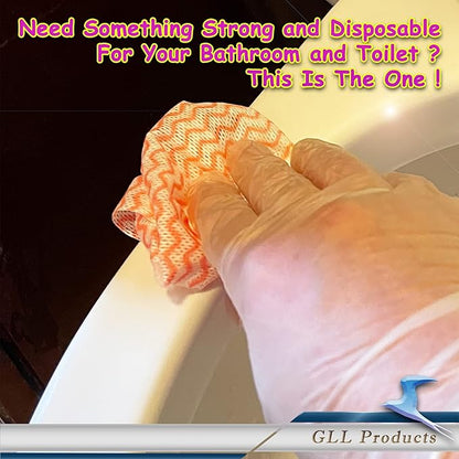 GLL Cleaning Cloths Roll Wipe Sheets, Dish Wash Cloths, Disposable Cleaning Wash-Cloth Towel for Kitchen Bathroom Furniture and Car (Case of 24 Rolls, 1200-Sheets Total)