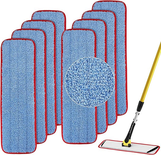18.5 inch Microfiber Mop Replacement for Rubbermaid Commercial: Commercial Microfiber Dust Mop Wet&Dry Commercial Cleaning Flat Mop Refills Fit for Any Microfiber Flat Mop (8 Pack)
