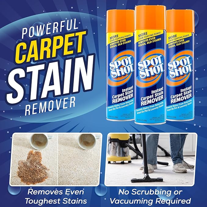 NYCPI & GA Towel and Brush along with Carpet Stain Remover Kit with Bottles | Complete Cleaning Set for Tough Stains, Odors, and Messes | Perfect for Old & New Stains (5.33 Fl Oz (Pack of 3))