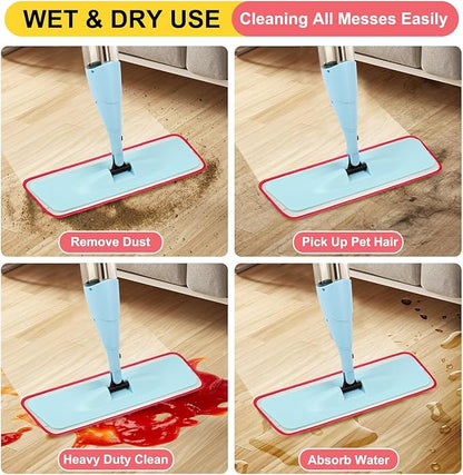 8 Pack 16.5 inch Reusable Mop Pads Microfiber Spray Mop Replacement Heads for Wet/Dry Mops Compatible with Bona Floor Care System