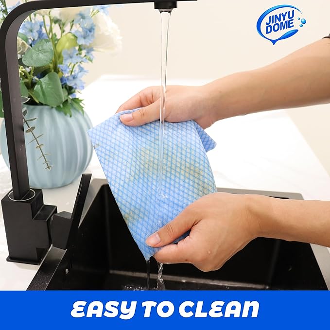 Reusable J Cloths, Disposable Kitchen Cleaning Cloths Dish Towels Dish Cloth Reusable Cloths for Kitchen, Bathroom, Household Cleaning (Blue & Green 100 Pack)