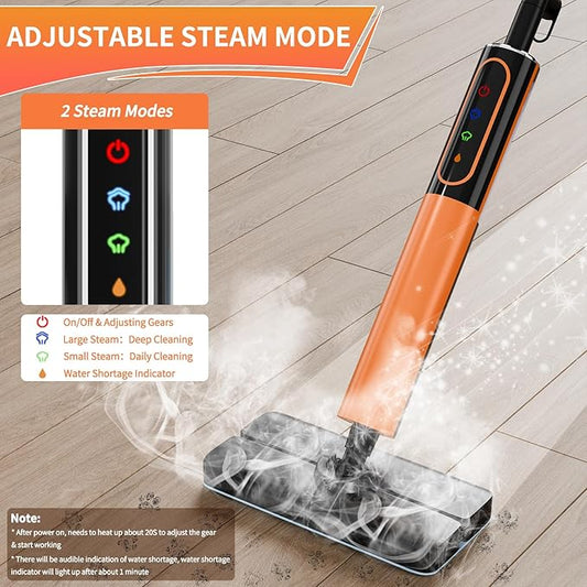 Steam Mop Cleaner High-temp for Floor Cleaning,Handheld Detachable with Multiple Adjustable Mode for Deep Cleaning,Sanitizing with 2 Steam Mode and XL Removable Water Tank for Floors,Kitchen, Bathroom