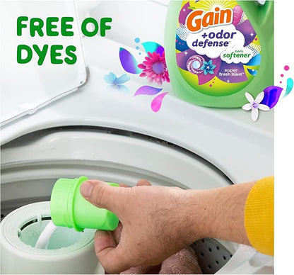 Gain + Odor Defense Liquid Fabric Softener, Super Fresh Blast Scent, 140 oz 190 Loads, HE Compatible