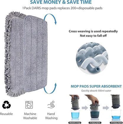 6 Pack/Set Microfiber Spray Mop Pad Compatible with Swiffer PowerMop and Bona Mop, 16*5.5“ Spray Mop Pads Refills, Reusable Machine Washable Wet Dry Use for Any Floor Types Cleaning Mop Refills